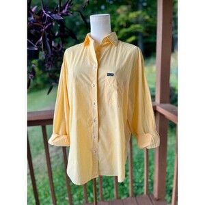 Vintage 90s Façonnable Albert Goldberg Yellow Gingham Shirt Women’s M
